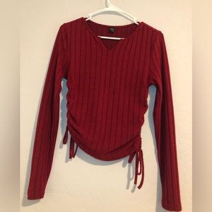 Red scrunch tied blouse